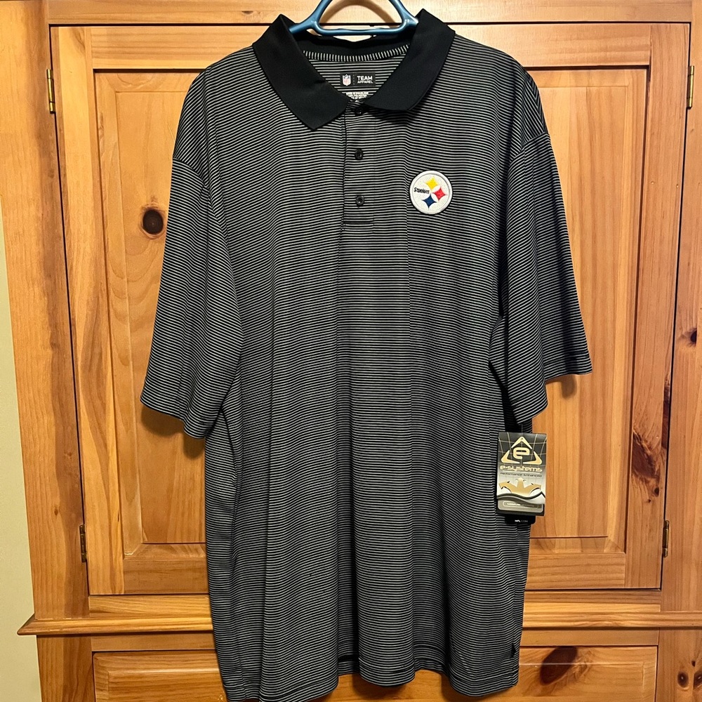 NFL Team Apparel Steelers Polo, Size 2XL
